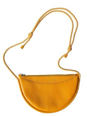 Ecco Orange Leather Half Moon Crescent Adjustable Rope Strap Crossbody Bag